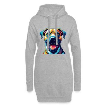 Bouche noire Cur Chien Race Coloré Dessin animé Kawaii - Sweat-shirt à capuche long Femme - gris chiné - Devant