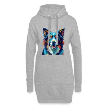 Border Collie Hunderasse Bunte Karikatur Kawaii - Hoodie-Kleid - Grau meliert - Vorne