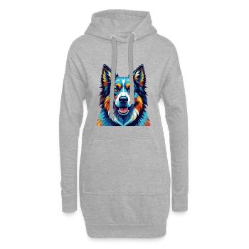 Caucasien Ovcharka Chien Race Dessin Animé Kawaii - Sweat-shirt à capuche long Femme - gris chiné - Devant