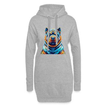 Chinesische Shar Pei Hunderasse Bunte Karikatur Kawaii - Hoodie-Kleid - Grau meliert - Vorne