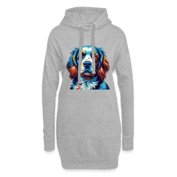 Clumber Spaniel Hunderasse Bunte Karikatur Kawaii - Hoodie-Kleid - Grau meliert - Vorne