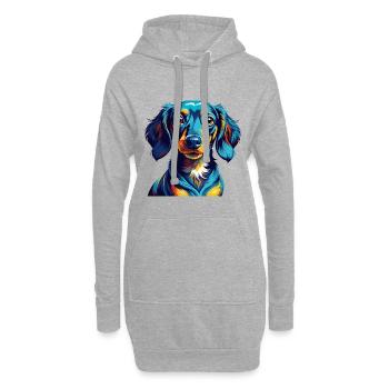 Dackel Hunderasse Bunt Karikatur Kawaii - Hoodie-Kleid - Grau meliert - Vorne