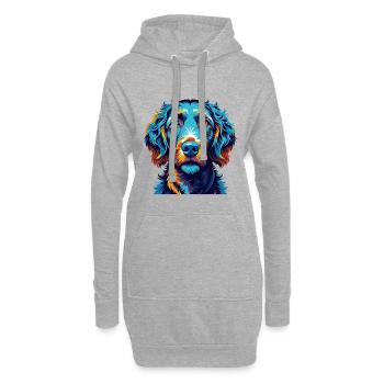 Curly Coated Retriever Hunderasse Karikatur Kawaii - Hoodie-Kleid - Grau meliert - Vorne