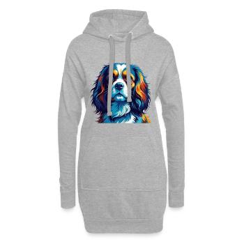 Cavalier King Charles Spaniel Chien Race Dessin animé - Sweat-shirt à capuche long Femme - gris chiné - Devant