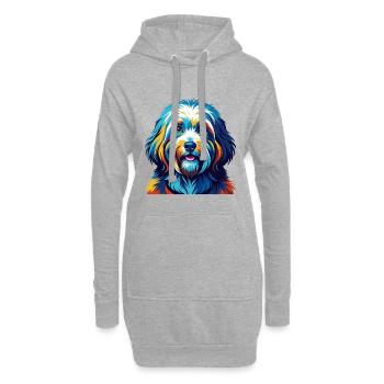 Coton De Tulear Hunderasse Bunte Karikatur Kawaii - Hoodie-Kleid - Grau meliert - Vorne