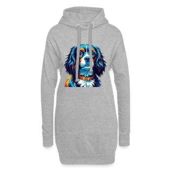 Kavalier Hunderasse Bunte Karikatur Kawaii - Hoodie-Kleid - Grau meliert - Vorne