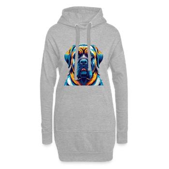 Englische Dogge Hunderasse Bunte Karikatur Kawaii - Hoodie-Kleid - Grau meliert - Vorne