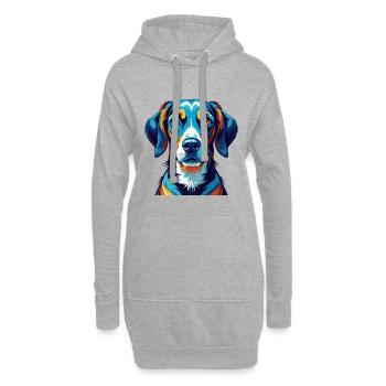 Estnische Windhundrasse Bunte Karikatur Kawaii - Hoodie-Kleid - Grau meliert - Vorne