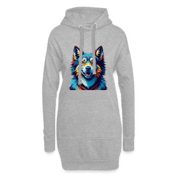 Finnische Spitz Hunderasse Bunte Karikatur Kawaii - Hoodie-Kleid - Grau meliert - Vorne