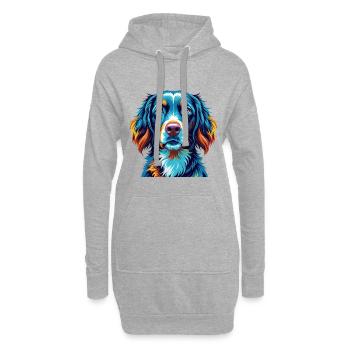 Deutsch Langhaar Vorstehhund Rasse Karikatur Kawaii - Hoodie-Kleid - Grau meliert - Vorne