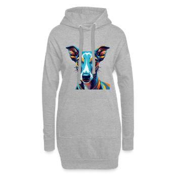 Galgo Español Hunderasse Bunt Karikatur Kawaii - Hoodie-Kleid - Grau meliert - Vorne