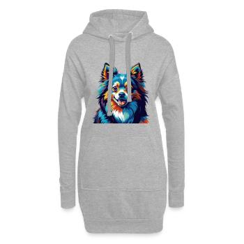 Deutsche Spitz Hunderasse Bunte Karikatur Kawaii - Hoodie-Kleid - Grau meliert - Vorne