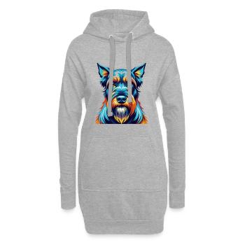 Schnauzer géant chien race dessin animé coloré Kawaii - Sweat-shirt à capuche long Femme - gris chiné - Devant