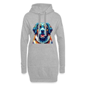 Große Pyrenäen Hunderasse Bunte Karikatur Kawaii - Hoodie-Kleid - Grau meliert - Vorne