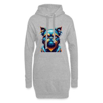Griffon Bruxellois Hunderasse Karikatur Kawaii - Hoodie-Kleid - Grau meliert - Vorne
