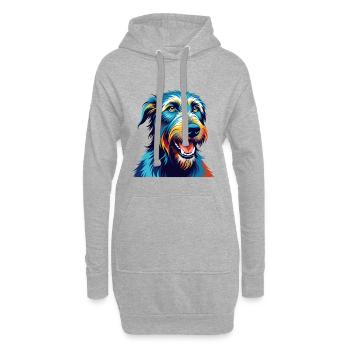 Lévrier irlandais chien race dessin animé coloré Kawaii - Sweat-shirt à capuche long Femme - gris chiné - Devant
