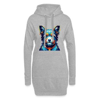 Terrier japonais chien race coloré dessin animé Kawaii - Sweat-shirt à capuche long Femme - gris chiné - Devant