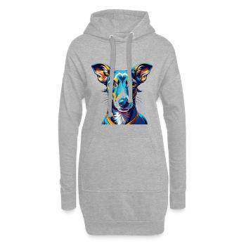 Lévrier italien race de chien dessin animé Kawaii - Sweat-shirt à capuche long Femme - gris chiné - Devant