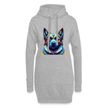 Kangal Chien Race Coloré Dessin Animé Kawaii - Sweat-shirt à capuche long Femme - gris chiné - Devant
