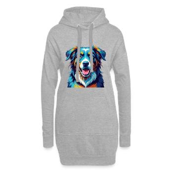 Karakachan Chien Race Coloré Dessin Animé Kawaii - Sweat-shirt à capuche long Femme - gris chiné - Devant
