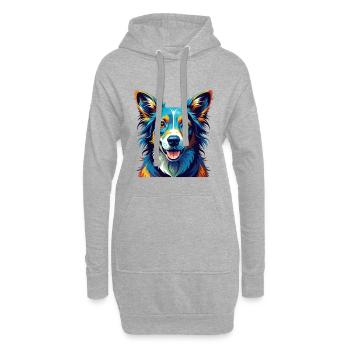 Kanni Chien Race Coloré Aquarelle Dessin Animé Kawaii - Sweat-shirt à capuche long Femme - gris chiné - Devant