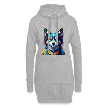 Italien Volpino Chien Race Coloré Dessin Animé Kawaii - Sweat-shirt à capuche long Femme - gris chiné - Devant