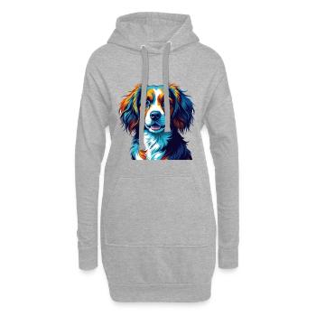 Kooikerhondje race de chien coloré dessin animé Kawaii - Sweat-shirt à capuche long Femme - gris chiné - Devant