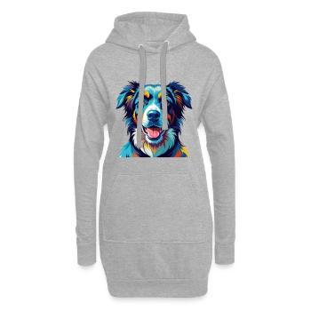Koolie Chien Race Coloré Dessin animé Kawaii - Sweat-shirt à capuche long Femme - gris chiné - Devant