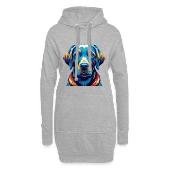 Labrador Retriever Hunderasse Karikatur Kawaii - Hoodie-Kleid - Grau meliert - Vorne