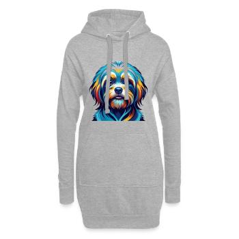 Lhasa Apso Hunderasse Bunte Karikatur Kawaii - Hoodie-Kleid - Grau meliert - Vorne