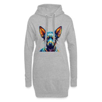 Chien Mexique Sans Poil Race Dessin Animé Coloré Kawaii - Sweat-shirt à capuche long Femme - gris chiné - Devant