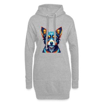 Miniatur Foxterrier Hund Rasse Karikatur Kawaii - Hoodie-Kleid - Grau meliert - Vorne
