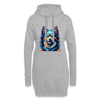 Spitz japonais chien race dessin animé coloré Kawaii - Sweat-shirt à capuche long Femme - gris chiné - Devant