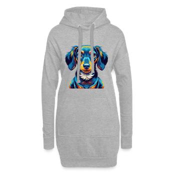 Miniatur Dackel Hunderasse Cartoon Kawaii - Hoodie-Kleid - Grau meliert - Vorne