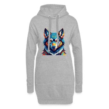 Kunming Wolfdog Rasse Bunte Karikatur Kawaii - Hoodie-Kleid - Grau meliert - Vorne