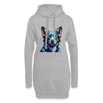 Laufhund Hunderasse Bunte Karikatur Kawaii - Hoodie-Kleid - Grau meliert - Vorne