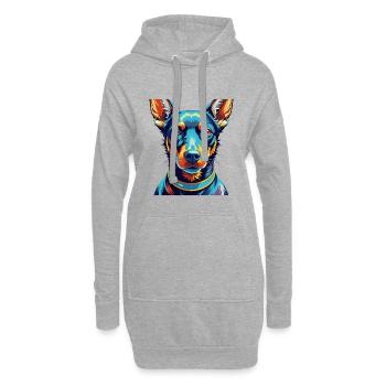 Manchester Terrier Chien Race Dessin Animé Kawaii - Sweat-shirt à capuche long Femme - gris chiné - Devant