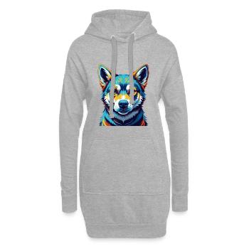 Korean Jindo Dog Breed Colorful Cartoon Kawaii - Hoodie Dress - heather grey - Front