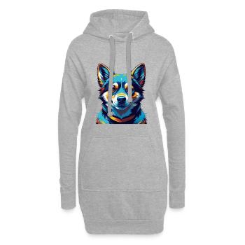Jindo Dog Breed Colorful Watercolor Cartoon Kawaii - Hoodie Dress - heather grey - Front