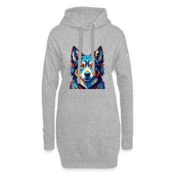 Karelo Finlandais Laïka Chien Race Dessin animé Kawaii - Sweat-shirt à capuche long Femme - gris chiné - Devant