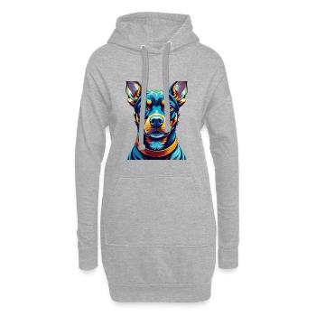 Deutsche Pinscher Hunderasse Bunte Karikatur Kawaii - Hoodie-Kleid - Grau meliert - Vorne