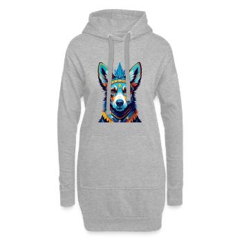 Hare Indian Dog Breed Colorful Cartoon Kawaii - Hoodie Dress - heather grey - Front