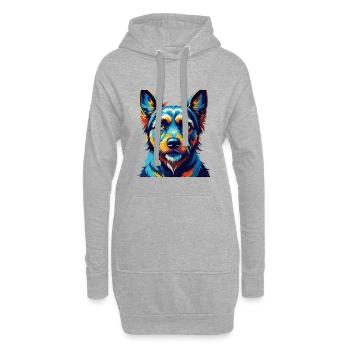 Deutscher Jagdterrier Hunderasse Karikatur Kawaii - Hoodie-Kleid - Grau meliert - Vorne