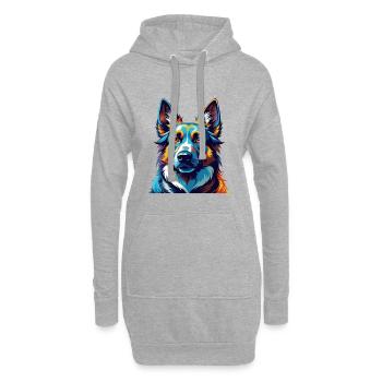Berger d’Europe de l’Est Race Dessin animé Kawaii - Sweat-shirt à capuche long Femme - gris chiné - Devant