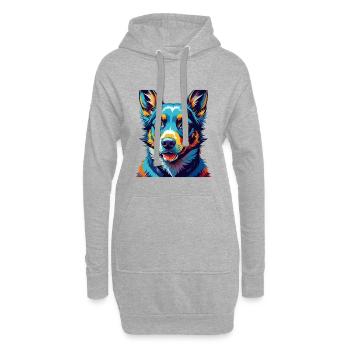 Kelpie australien chien race dessin animé Kawaii - Sweat-shirt à capuche long Femme - gris chiné - Devant