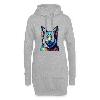 Tchécoslovaque Vlcak Chien Race Dessin animé Kawaii - Sweat-shirt à capuche long Femme - gris chiné - Devant