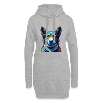 Canaan Chien Race Coloré Dessin Animé Kawaii - Sweat-shirt à capuche long Femme - gris chiné - Devant