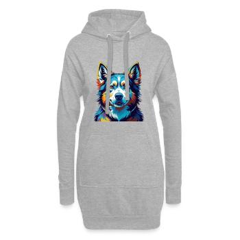 Chien chien chien Labrador Labrador Race Dessin animé Kawaii - Sweat-shirt à capuche long Femme - gris chiné - Devant