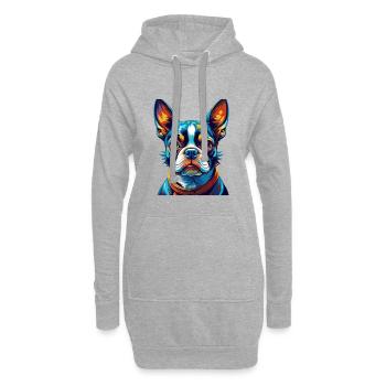 Boston Terrier Hunderasse Bunte Karikatur Kawaii - Hoodie-Kleid - Grau meliert - Vorne