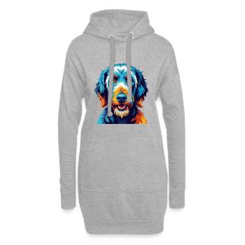Bedlington Terrier Chien Race Dessin animé Kawaii - Sweat-shirt à capuche long Femme - gris chiné - Devant